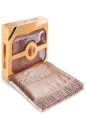 Çeyizlik Kutulu Astarlı Süngerli Hediyelik Kalın Kadife Seccade Pembe thumbnail 1