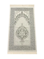 Lüks Açık Renk Osmanlı Tafta Seccade – 0210 Gri thumbnail 2