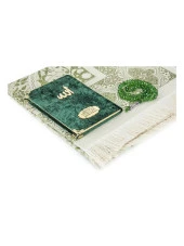 Biricik Anneme Özel Set Cep Boy Kadife Yasin Kitabı İsim Plakalı Seccade Tesbih Kutulu Yeşil thumbnail 3