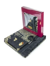 Canım Anneme Kadife Yasin Kitabı Çanta Boy İsim Plakalı Seccadeli Tesbihli Kutulu Siyah thumbnail 1