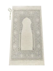 Mihraplı Şönil Lüks Seccade - Gri Renk thumbnail 1