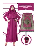 Tek Parça Namaz Elbisesi - Fuşya- 5015  ve  Seccade  ve  Zikirmatik - Üçlü Takım thumbnail 1