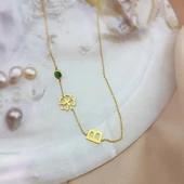 Vaoov 925 Ayar Gümüş Yonca ve Harf Kolye thumbnail 3