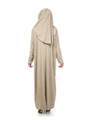 Tek Parça Namaz Elbisesi - Vizon- 5015  ve  Seccade  ve  Zikirmatik - Üçlü Takım thumbnail 4