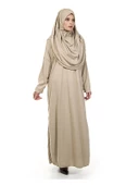 Tek Parça Namaz Elbisesi - Vizon- 5015  ve  Seccade  ve  Zikirmatik - Üçlü Takım thumbnail 5