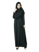 Tek Parça Namaz Elbisesi - Siyah - 5015  ve  Seccade  ve  Zikirmatik - Üçlü Takım thumbnail 4