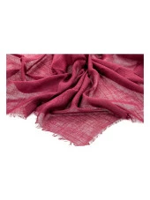 Flamlı Kare Pamuklu Örtü  - Bordo thumbnail 2