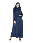Tek Parça Namaz Elbisesi - Lacivert - 5015  ve  Seccade  ve  Zikirmatik - Üçlü Takım thumbnail 3