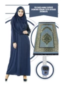 Tek Parça Namaz Elbisesi - Lacivert - 5015  ve  Seccade  ve  Zikirmatik - Üçlü Takım thumbnail 1