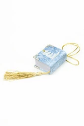 Kadife Kaplı Mini Kuranı Kerim Sade Arapça Mavi Bilgisayar Hatlı thumbnail 2