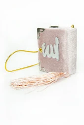 Kadife Kaplı Mini Kuranı Kerim - Sade Arapça - Pembe - Bilgisayar Hatlı thumbnail 1