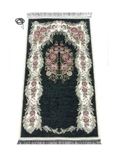 Lüks Gülce Şönil Seccade Siyah thumbnail 1