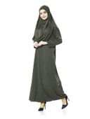 Tek Parça Namaz Elbisesi - Haki - 5015 & Seccade & Zikirmatik - Üçlü Takım - 4