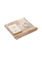 Şantuk Kumaş Kaplı Yasin Kitabı - Çanta Boy - İsme Özel Plakalı - Seccadeli - Tesbihli - Keseli - Beyaz Renk - Mevlid Hediyeliği thumbnail 3