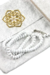 Kadife Kaplı Yasin Kitabı - Çanta Boy - İsme Özel Plakalı - Tesbihli - Keseli - Kutulu - Beyaz Renk - Mevlit Hediyeliği thumbnail 2