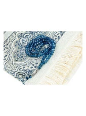 Anneler Gününe Özel Kutulu Set Seccade Örtü Tesbih Lacivert thumbnail 2