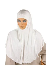 Boneli Hazır Başörtü Takımı Krem -1154 thumbnail 3