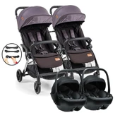 Baby2go Tulipa Cabin Otomatik Katlanan İkiz Travel Bebek Arabası / Siyah Gri - 1