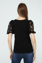 DRR Moda Kol Dantelli Bisiklet Yaka Bluz - 6