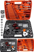 Profesyonel  Mekanik Krom Çelik  Premium Kalite 121 Parça Lokma Takımı 1/2-1/4-3/8 Full Set - 1