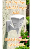 fullreyon E27 Duylu, 10 Watt Beyaz Işık Led Ampul Dahil, BEYAZ KASA İç ve Dış Mekan Bahçe, Balkon Apliği - 1