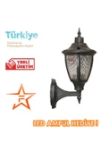 Ferstar Aydınlatma Duvar Konsollu Siyah Altıgen Fener Aplik Bahçe Aydınlatma Armatürü - 1