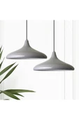 fullreyon Modern Metal Sarkıt, Salon, Hol, Mutfak Avizesi, Gri Renk Metal Avize, 36 Cm Çapında Metal Avize - 4