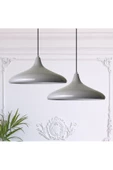 fullreyon Modern Metal Sarkıt, Salon, Hol, Mutfak Avizesi, Gri Renk Metal Avize, 36 Cm Çapında Metal Avize - 3