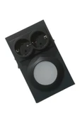 fullreyon Antrasit Metal Kasa, Çift Prizli, 2,5 Watt BEYAZ IŞIK Ledli Aç - Kapa Düğmeli Tezgah, Dolap Armatürü - 4