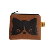 KARA KEDİ TASARIM NUBUK BOZUK PARA CÜZDANI - 1