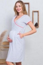 Hamile Lohusa Vienetta  Gri Elbise Gecelik - 1