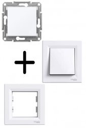 Schneider Asfora Beyaz Liht Anahtarı - Zil Butonu Çerçeveli thumbnail 1