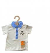 Babyz erkek çocuk krem lakost yaka tshirt - 1
