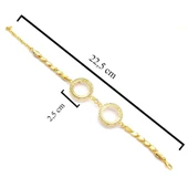 2 Çeyrekli Çerçeve Bileklik Altın Kaplama Arpa Zincir Kelepçe BLK-1045 thumbnail 4