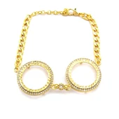 İki Yarımlı Çerçeve Bileklik Altın Kaplama Zirkon Taşlı Kelepçe BLK-1044 thumbnail 1