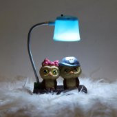 Best Friends Baykuş Puf Yastık Best Friends Baykuş Işıklı Biblo Masa Gece Lambası Hediye Seti - 3