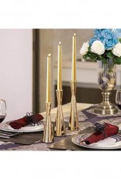 Gold Şamdan Mum 25 cm 2 Adet - 1