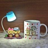 Best Friends Baykuş Işıklı Biblo Masa Gece Lambası Baykuş Kupa Hediye Seti - 1