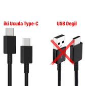 Samsung A05 A5S A15 A24 A25  Hızlı Şarj Kablosu Type-C den Type-C ye 2 metre Uzun Şarj Kablosu thumbnail 2