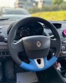 Renault Fluence Touch Araca Özel Direksiyon Kılıfı (Soft Nokta Düz Mavi Deri Mavi İp) thumbnail 1