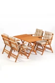 Minderli Loretta Masa Sandalye Seti 4+1 Ahşap Bahçe Balkon Teras Katlanır Set 120x70 cm - 1