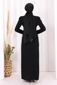 Omuz ve Bel Kısmı Taş Detaylı Abiye Elbise 3909 Siyah thumbnail 4