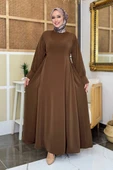Bağlama Detaylı Elbise 6015 Kahverengi thumbnail 8