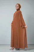 Taş İşleme Detaylı Elbise Abaya Takım 3873 Taba thumbnail 3