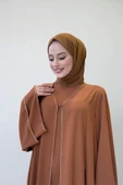 Taş İşleme Detaylı Elbise Abaya Takım 3873 Taba thumbnail 4