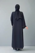 Taş İşleme Detaylı Elbise Abaya Takım 3873 Siyah thumbnail 2