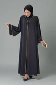 Taş İşleme Detaylı Elbise Abaya Takım 3873 Siyah thumbnail 1