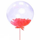 Şeffaf Kırmızı Tüylü Balon 45 Cm - 2