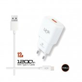 LinkTech T443 18W 2.4A QC3.0 Hızlı Şarj Aleti Type-C Kablo Set 1.2mt - 2