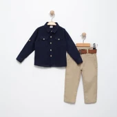 Keten Katlama Kol Gömlek, Gabardin Pantolon Takım MNK6359 - 2